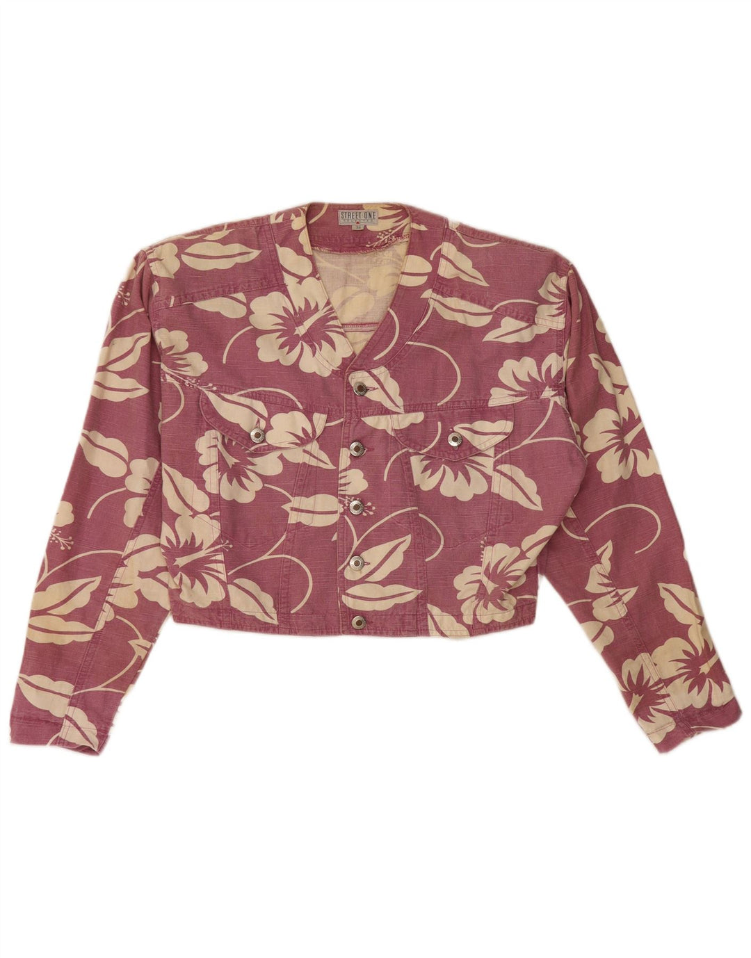 STREET ONE Jachetă Crop pentru Damă EU 36 Bumbac Floral Roz Mic