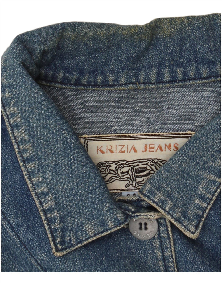 KRIZIA JEANS Jachetă oversize din denim crop pentru femei IT 44 Medium Blue Floral