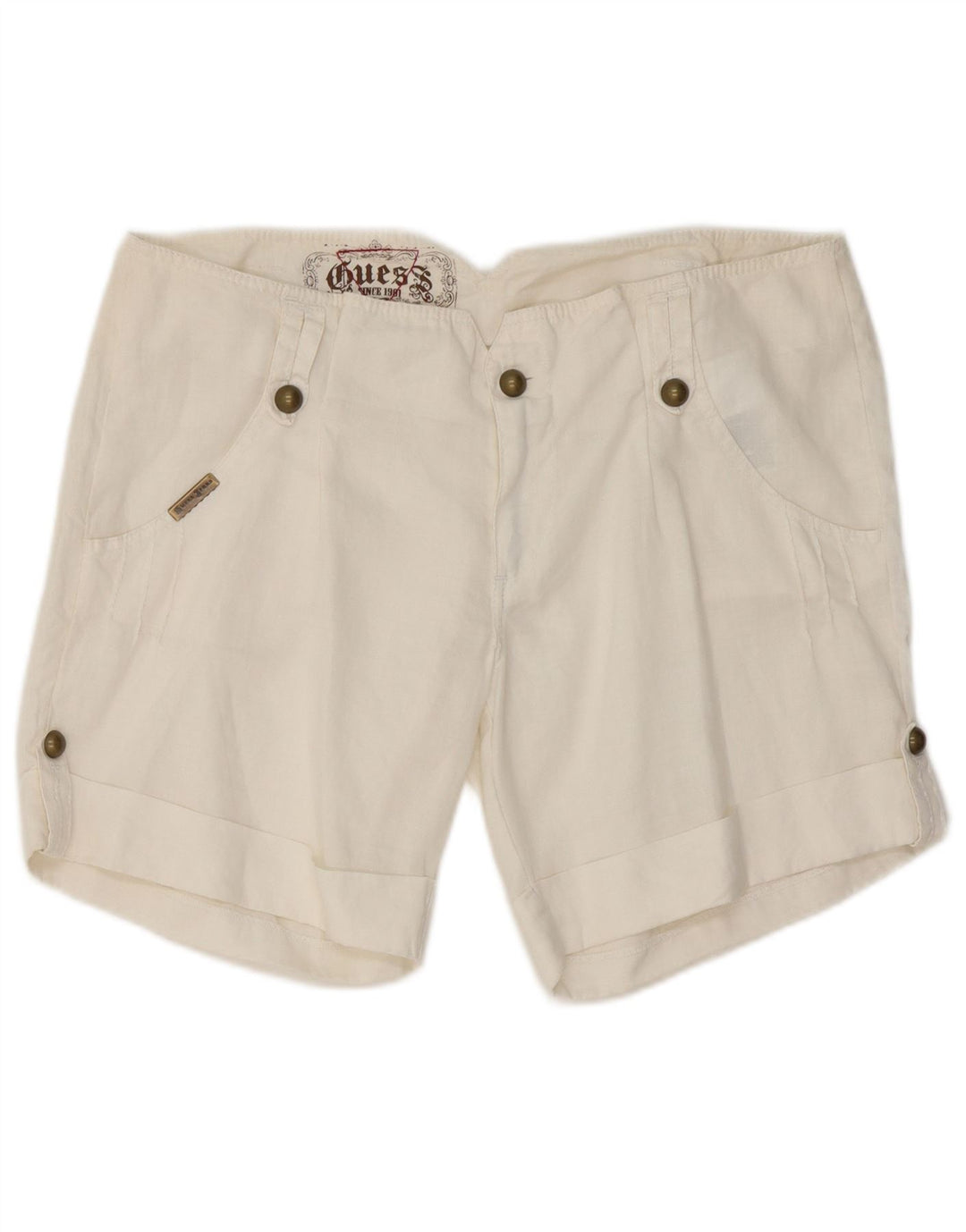 Pantaloni scurți casual Guess pentru femei W31 Medium White Ramie