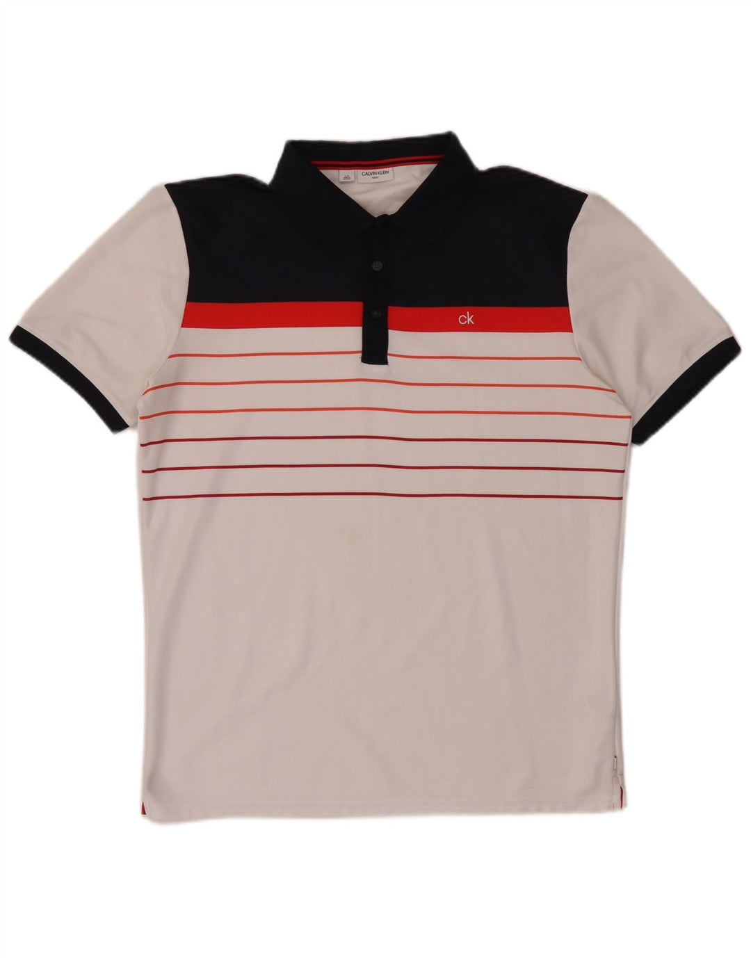 Cămașă polo Calvin Klein pentru bărbați, mare, alb, din poliester