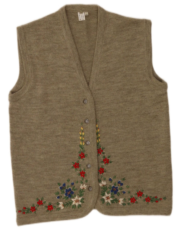 Cardigan Vintage fără mâneci pentru femei EU 48 2XL Maro Floral