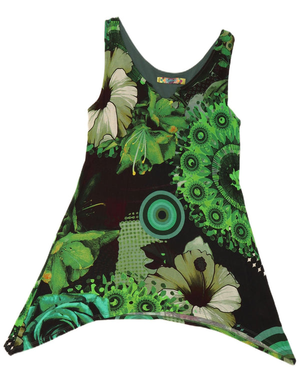 Top cu tunică asimetrică fără mâneci Desigual pentru femei UK 18 XL, verde, floral