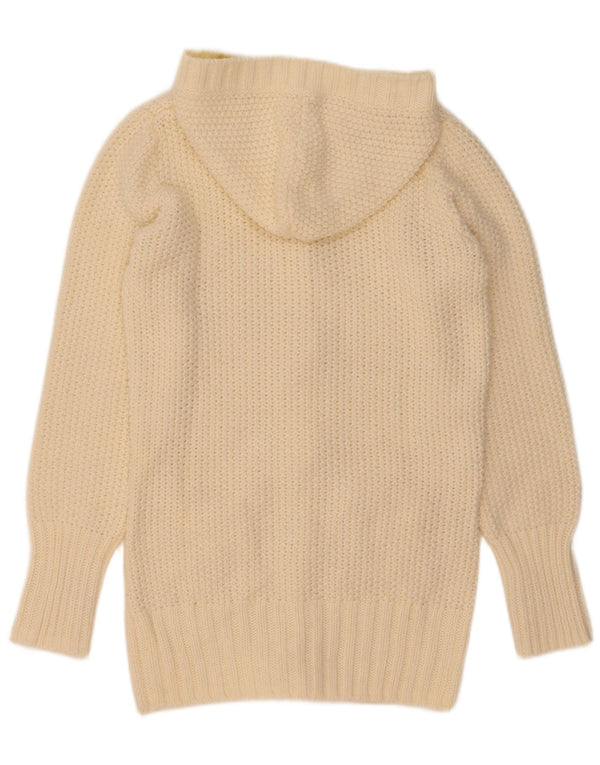 Pulover cardigan vintage cu glugă pentru femei UK 14 Medium Off White