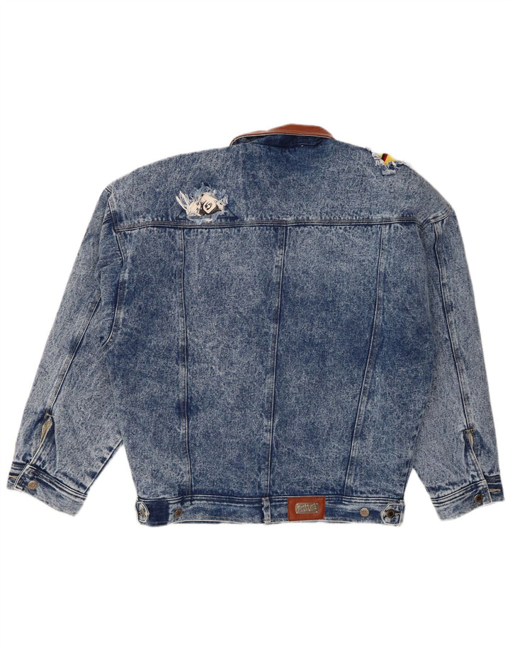 Jachetă vintage pentru bărbați din denim distressed EU 50, mare, albastru, poliester