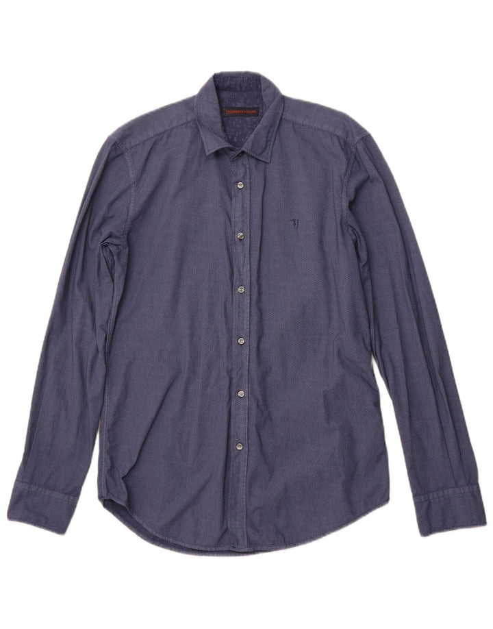 TRUSSARDI JEANS Cămașă Bărbați Mărimea 38 Mediu Bleumarin Bumbac Geometric