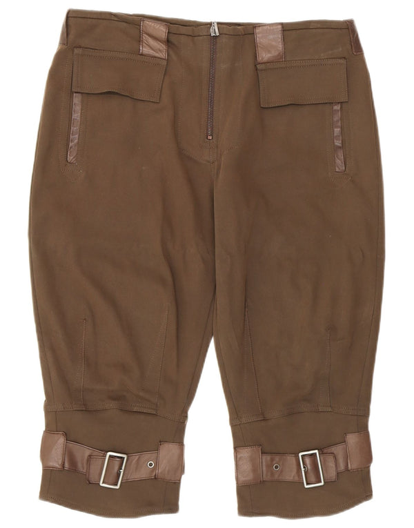 Pantaloni Capri Dondup Trachten cu talie înaltă pentru femei L30 L17 bumbac maro