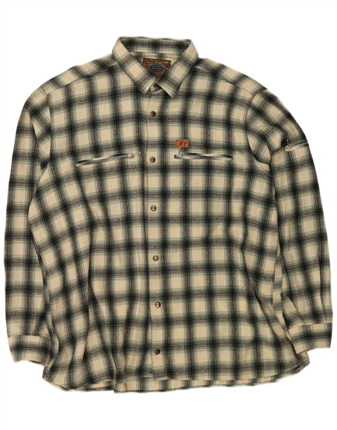 Cămașă de flanel pentru bărbați VINTAGE 3XL Lână verde Check