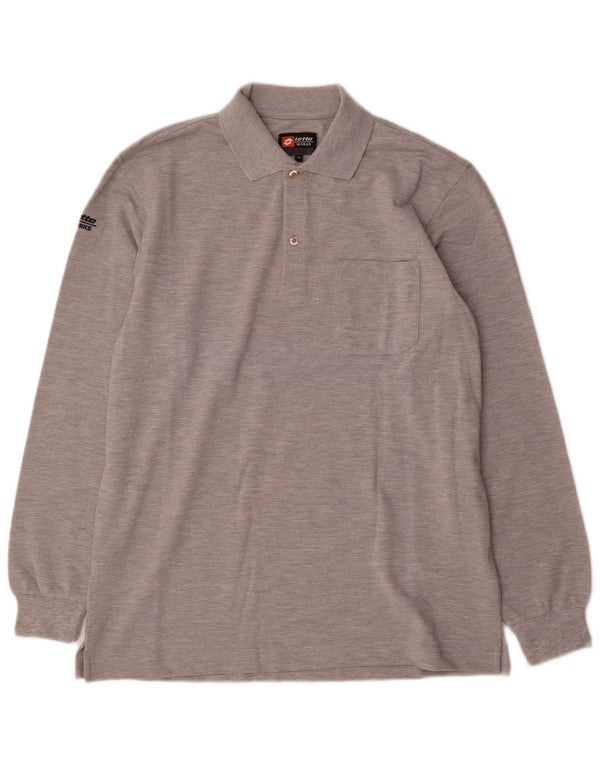 Tricou polo cu mânecă lungă pentru bărbați Lotto XL, bumbac cu pete gri