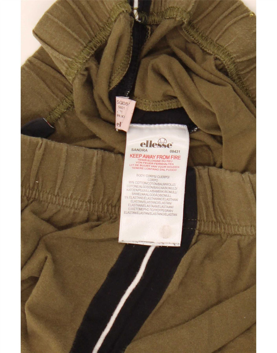Leggings pentru femei Ellesse UK 12 Medium Khaki Colorblock Bumbac