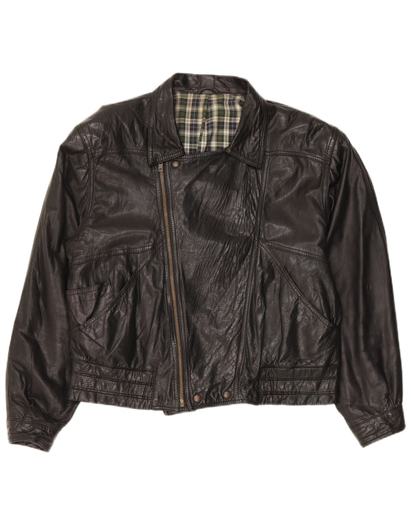 Jachetă de motociclist din piele vintage pentru bărbați IT 50 Large Black