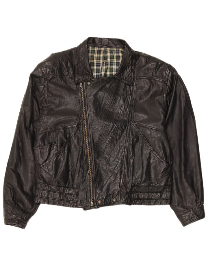 Jachetă de motociclist din piele vintage pentru bărbați IT 50 Large Black