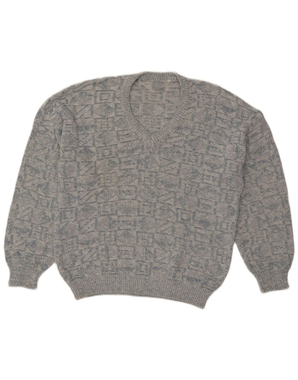 Pulover Vintage pentru bărbați cu decolteu în V IT 54 XL Bumbac geometric albastru