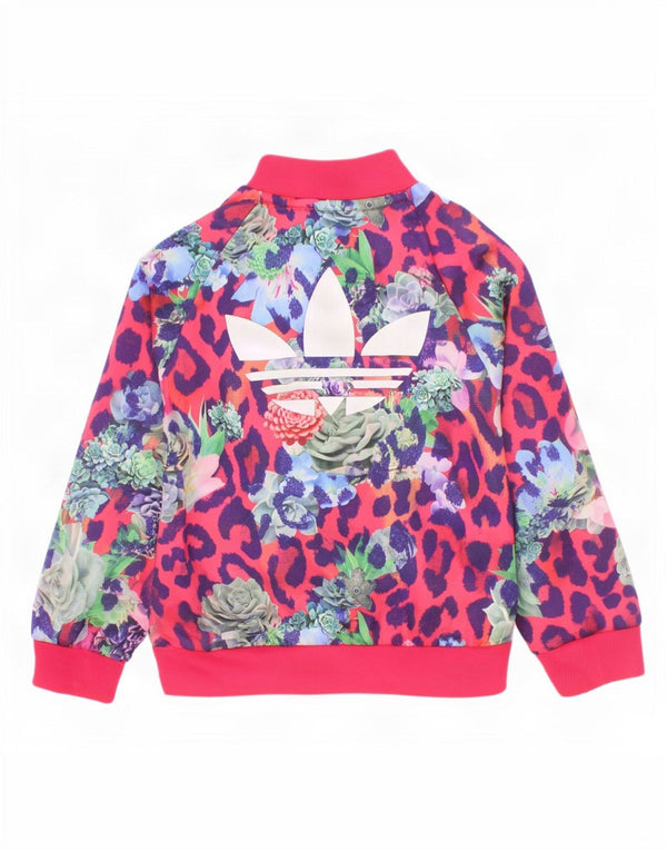 Jachetă de top pentru trening cu grafic pentru fete Adidas 18-24 luni roz floral