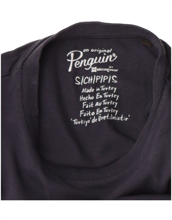 Tricou grafic pentru bărbați Penguin Top mic din bumbac bleumarin