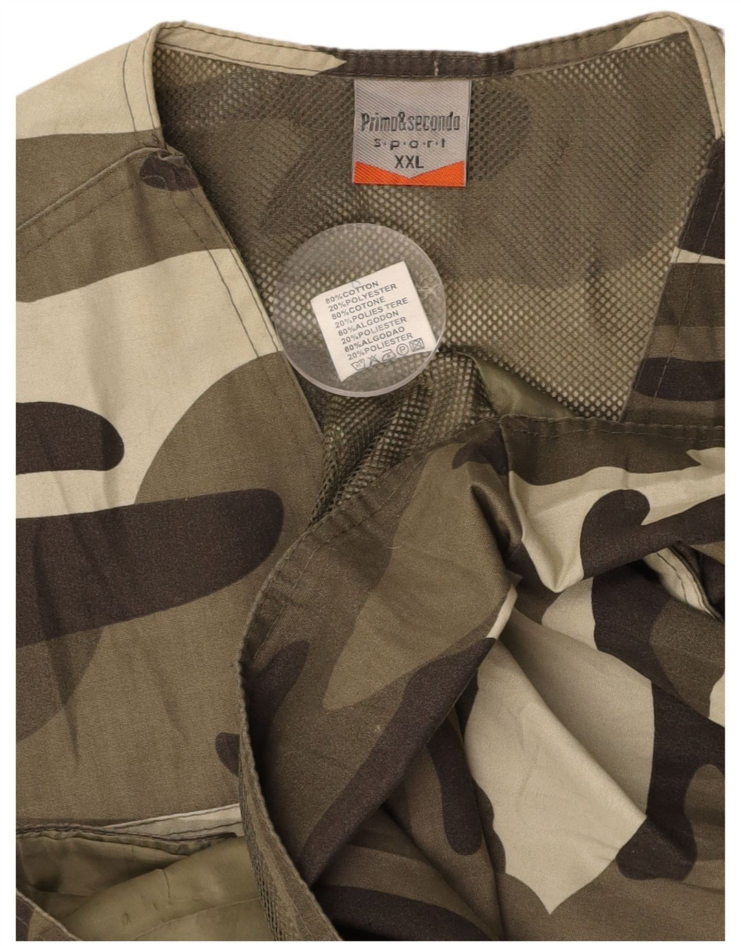 VINTAGE Gilet utilitar pentru bărbați UK 44 2XL Kaki Camouflage Bumbac