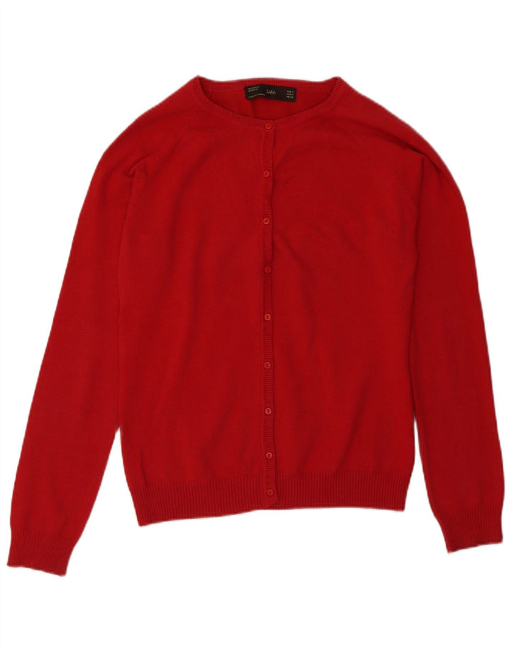 Pulover cardigan pentru femei Zara UK 12, bumbac roșu mediu