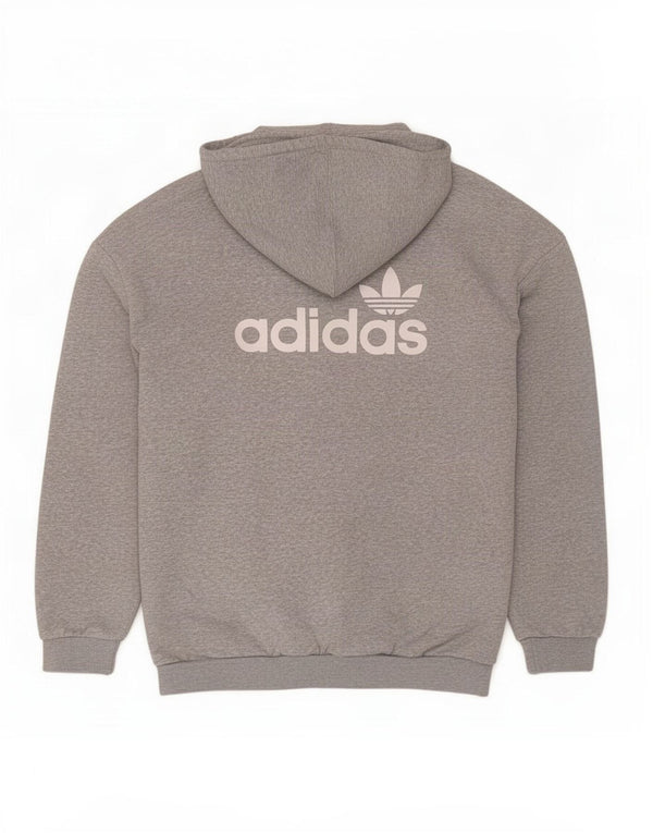 Pulover cu glugă supradimensionat cu grafic Adidas pentru femei UK 10 Small Gri Flecked