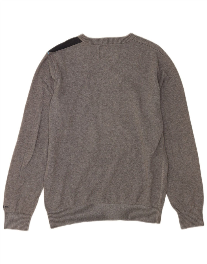 Pulover Jack & Jones pentru bărbați, cu decolteu în V, din bumbac color bloc, gri mediu