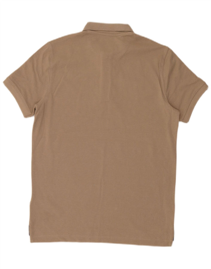 Cămașă polo Massimo Dutti pentru bărbați, bumbac, bej mediu