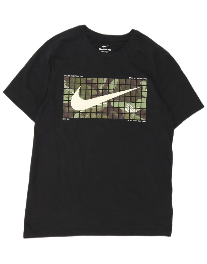 Tricou grafic Nike Dri Fit pentru bărbați Top mare din bumbac negru