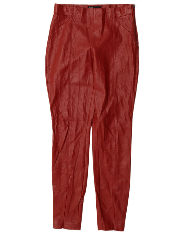 Pantaloni skinny din piele artificială pentru femei Zara Mici L26 L28 Poliuretan roșu