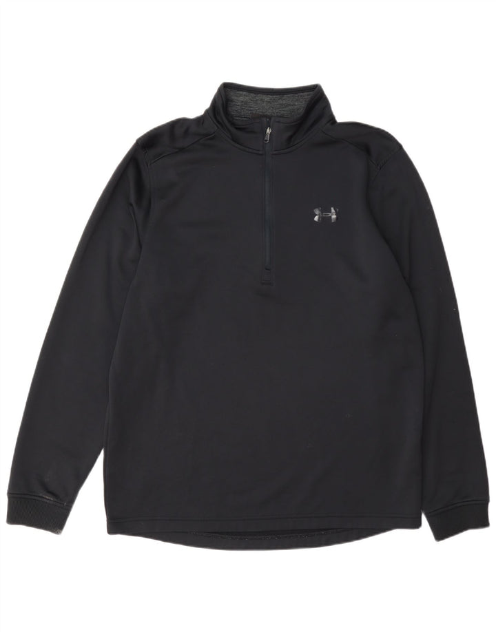 Top de trening Under Armour Cold Gear pentru bărbați, cu fermoar și gât, negru mediu