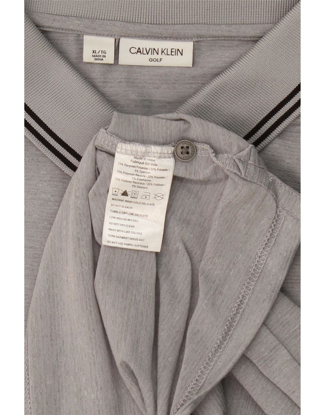 CALVIN KLEIN Mens Golf Polo Shirt XL Grey Polyester Vintage Calvin Klein and Second-Hand Calvin Klein from Messina Hembry 