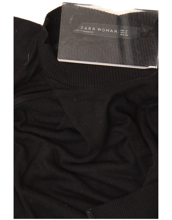 Pulover pentru femei cu mânecă scurtă cu gât țestoasă Zara UK 14 Medium Negru