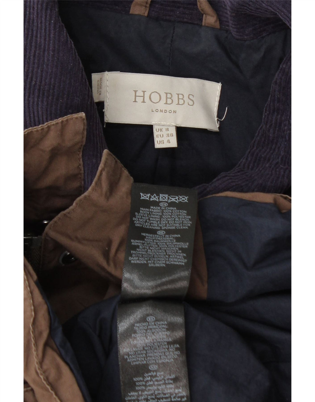 Jachetă Hobbs pentru femei, UK 8, bumbac maro mic