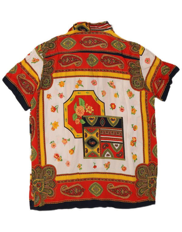 Rochie cămașă vintage pentru femei cu mâneci scurte UK 14 Medium Red Paisley