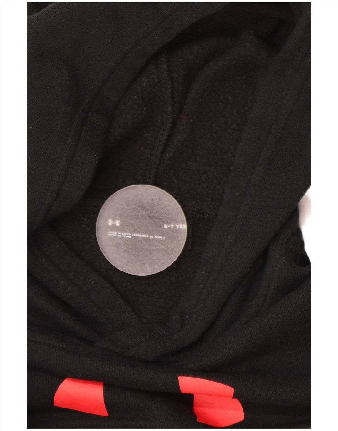 Pulover cu glugă grafic pentru băieți UNDER ARMOUR 6-7 ani, bumbac negru color bloc