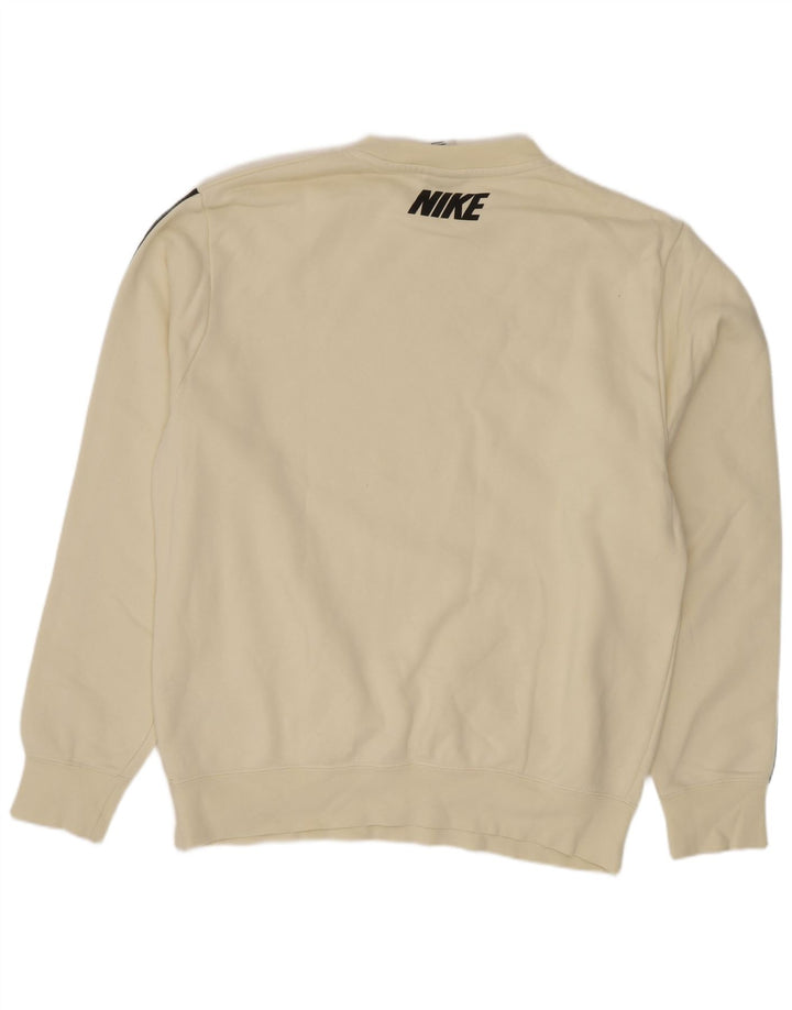 Hanorac grafic pentru bărbați Nike Pulover mediu din bumbac color bloc alb