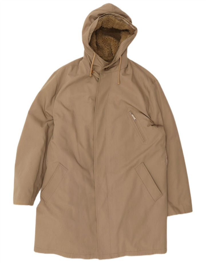 Jachetă parka cu glugă vintage pentru bărbați UK 40 mare, bej