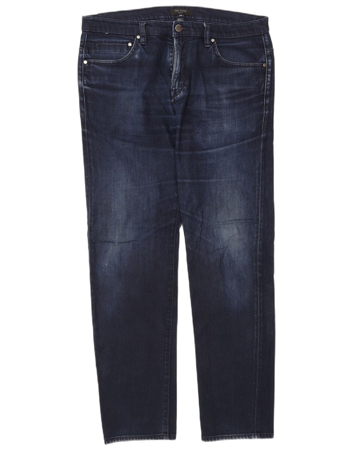 Blugi slim pentru bărbați Ted Baker L34 L30 bumbac bleumarin