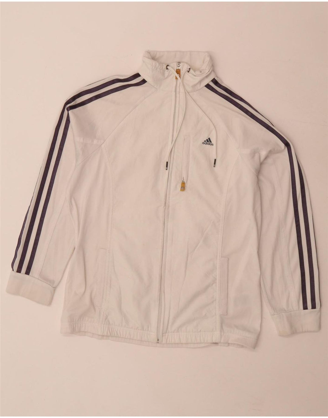 Jachetă de top pentru trening Climalite pentru femei Adidas UK 14 Poliester alb mare