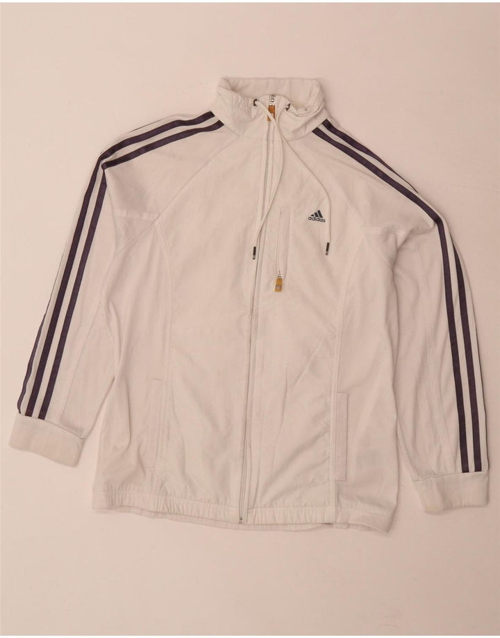 Jachetă de top pentru trening Climalite pentru femei Adidas UK 14 Poliester alb mare