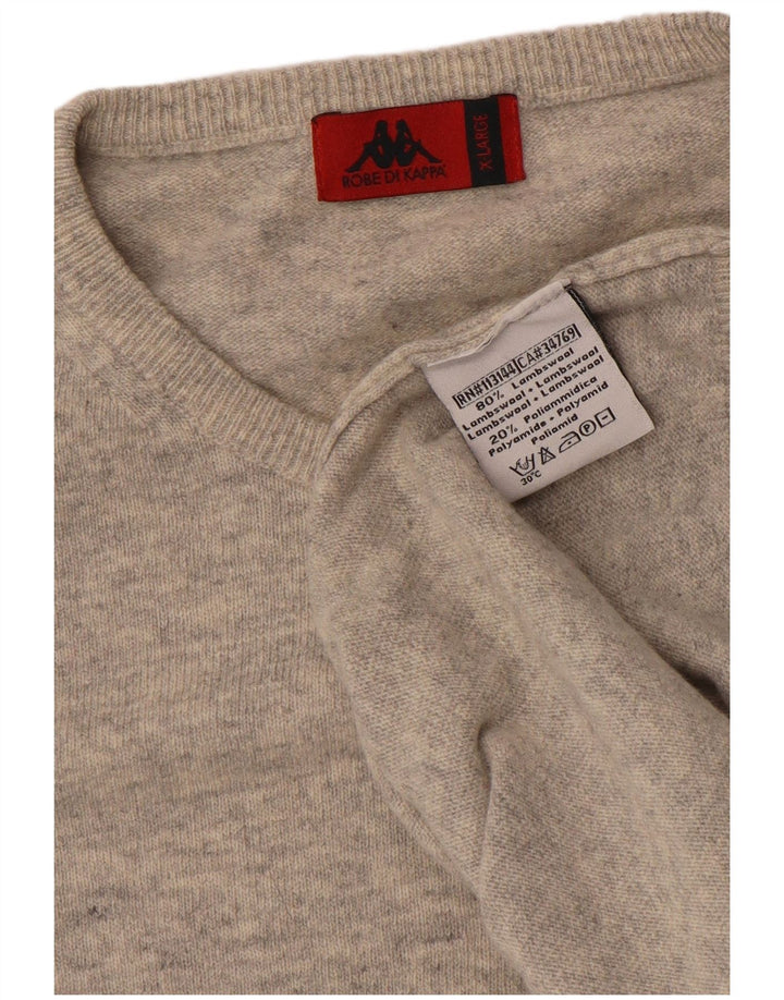 Pulover pentru bărbați Kappa cu gât roșu, XL, lână gri