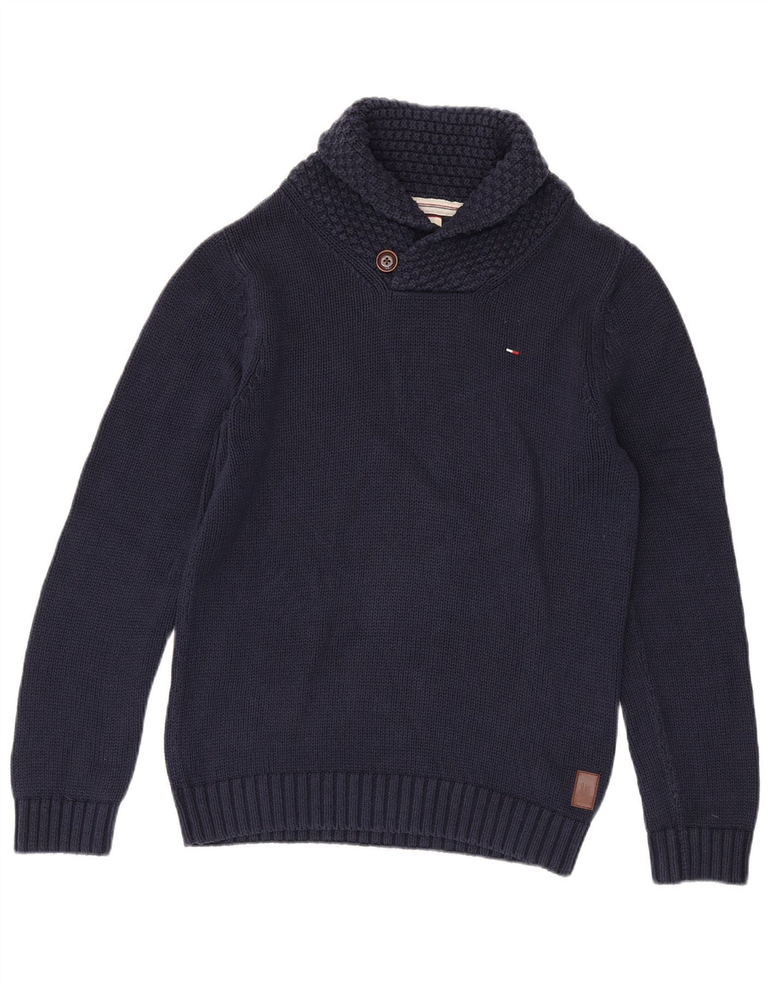 Pulover Tommy Hilfiger pentru bărbați cu gât șal, albastru bleumarin mediu
