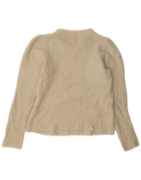 J. Crew Pulover supradimensionat pentru femei cu gâtul turnat UK 2 2XS alb catifelat