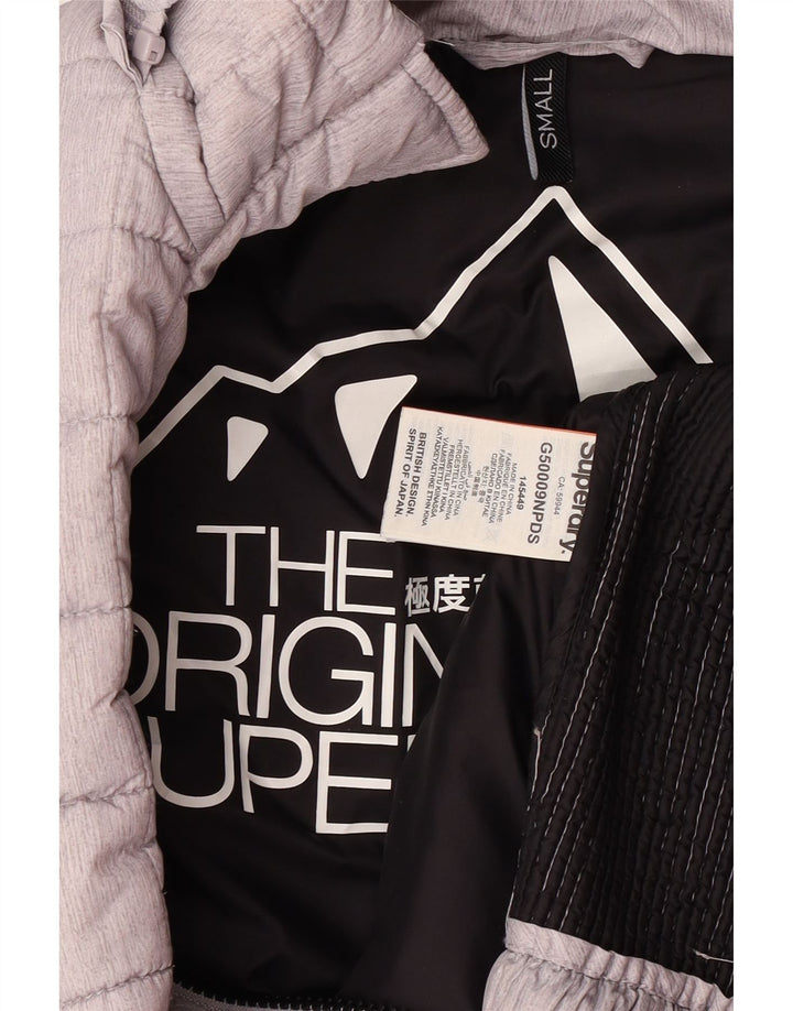 Jachetă căptușită cu glugă Superdry pentru femei UK 10 Small Gri Poliester