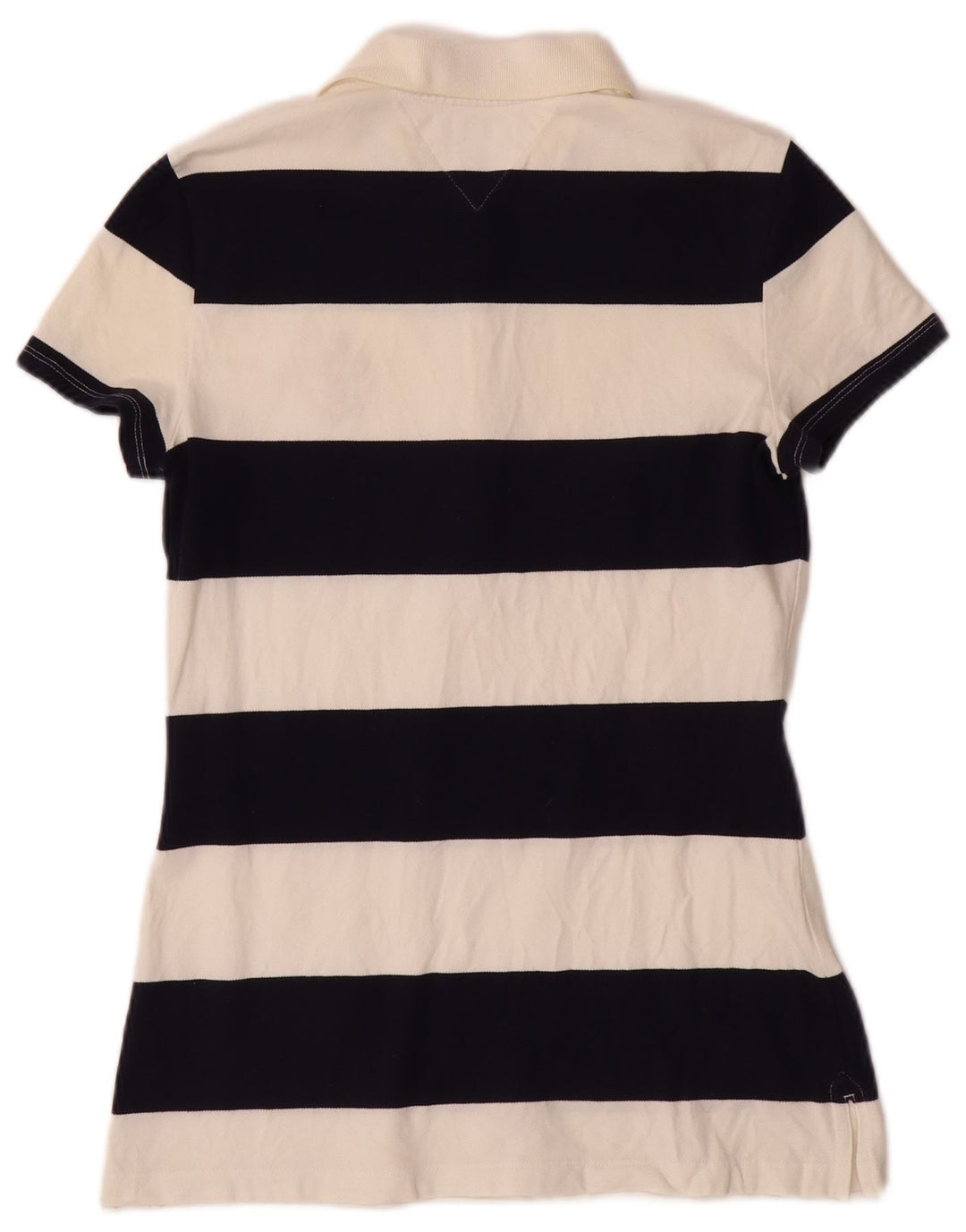 TOMMY HILFIGER Tricou polo pentru femei UK 12 Bumbac cu dungi alb mediu mediu