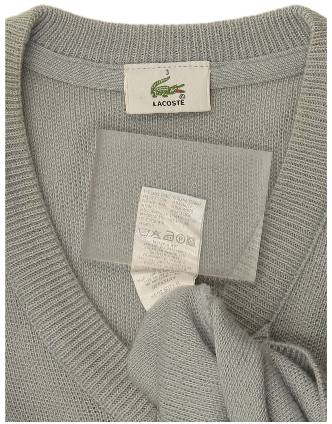 Pulover cu decolteu în V Lacoste pentru bărbați, mărimea 3, lână verde mică