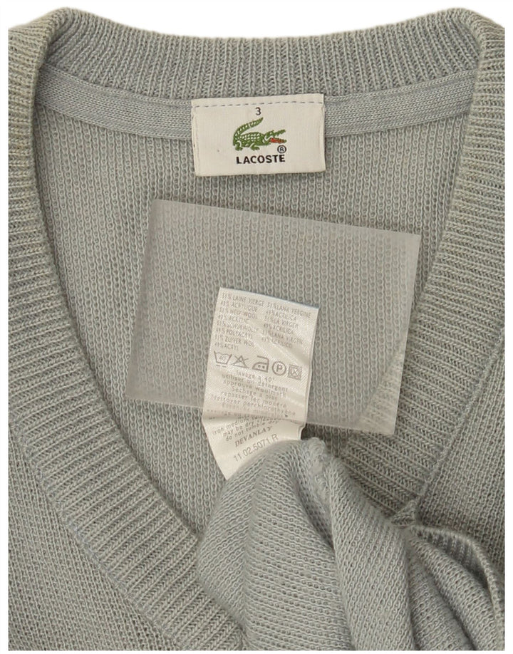 Pulover cu decolteu în V Lacoste pentru bărbați, mărimea 3, lână verde mică