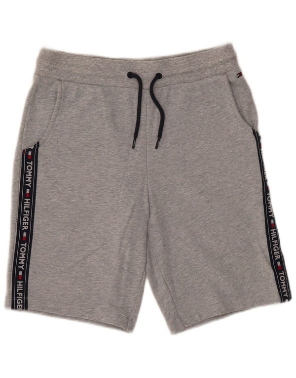Pantaloni scurți sport grafic Tommy Hilfiger pentru bărbați, bumbac color bloc, gri mediu