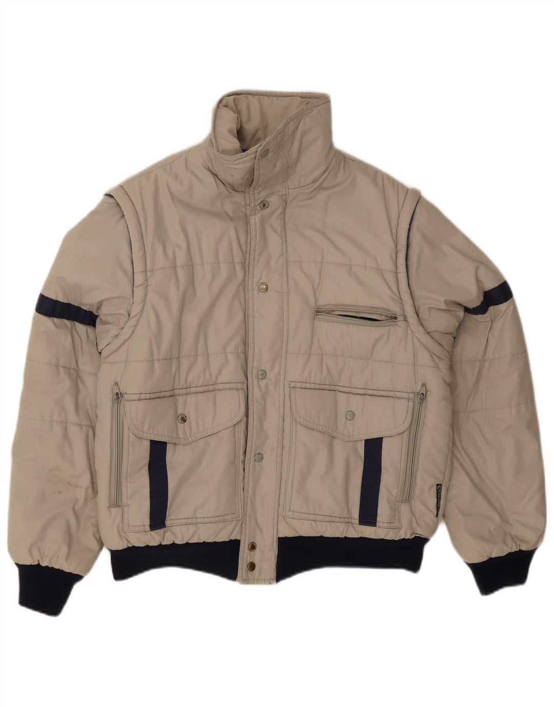 Jachetă vintage pentru bărbați, UK 38, gri mediu, poliester color bloc