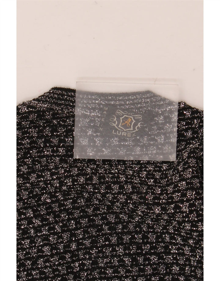 Vintage Womens Vest Tank Top UK 14 Medium Black Geometric
