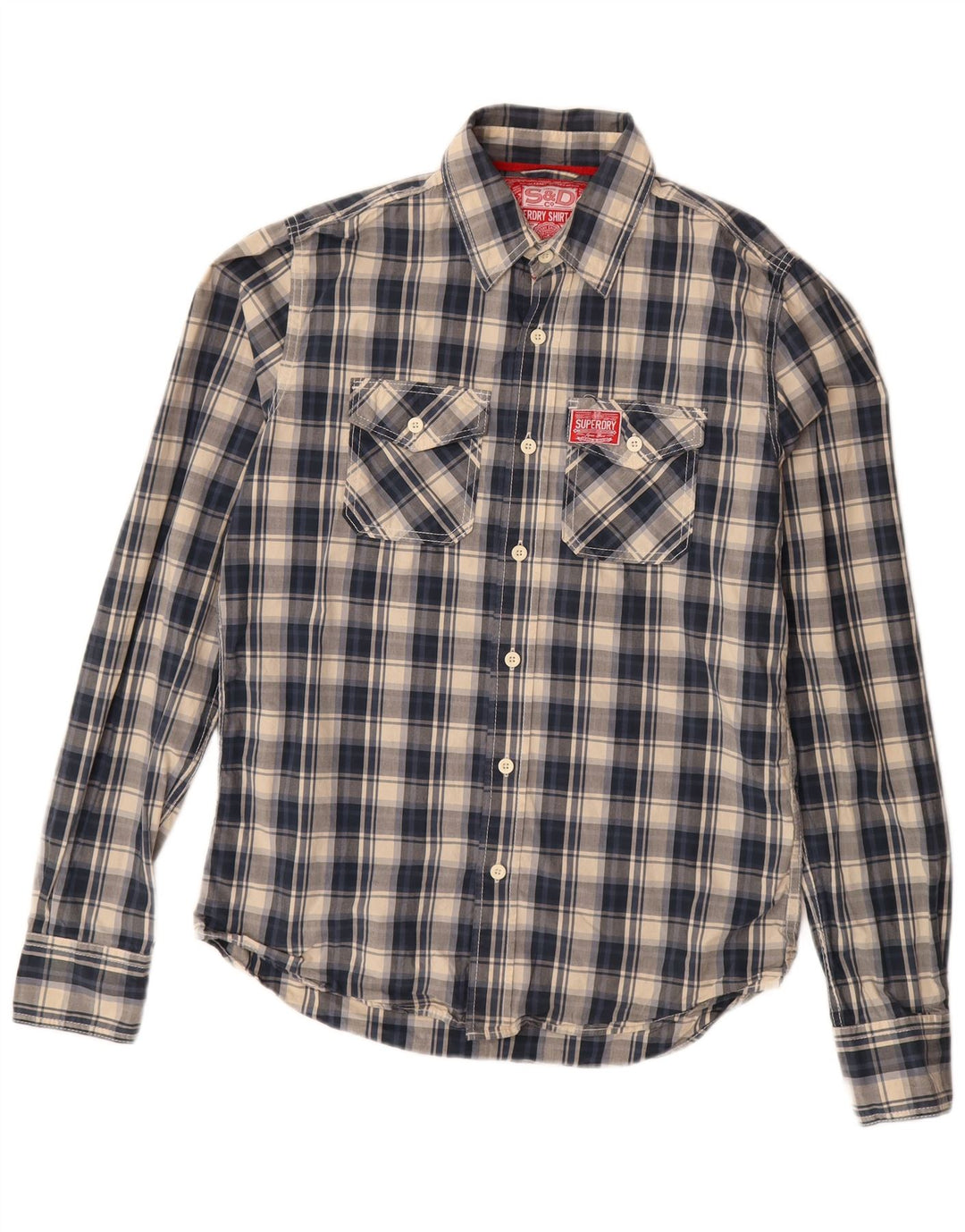 Cămașă pentru bărbați Superdry, mare, albastru bleumarin din bumbac
