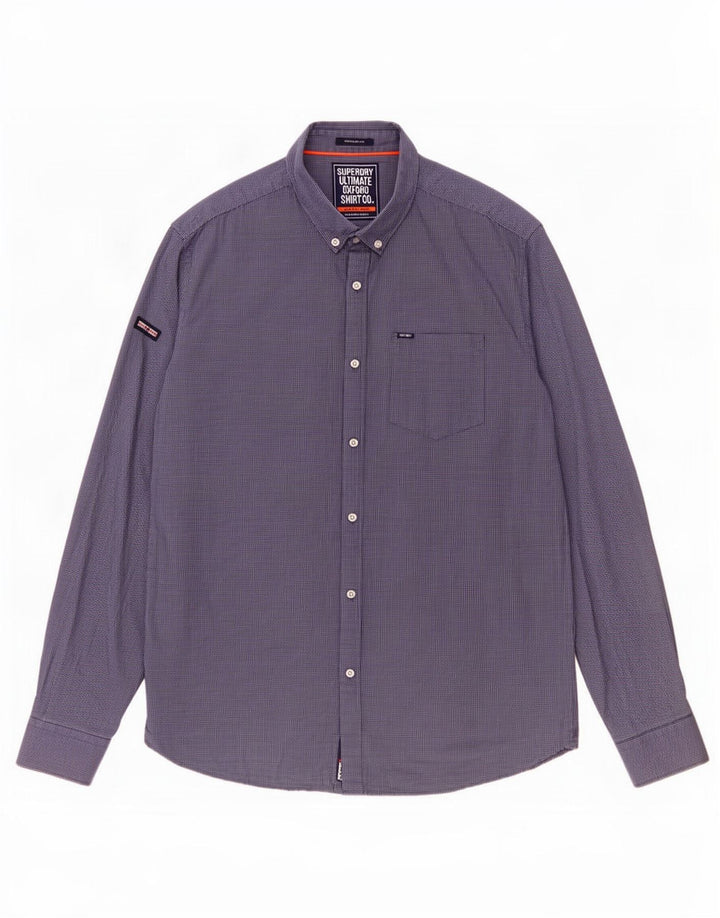 Cămașă Superdry pentru bărbați, cu formă regulată, 2XL, bumbac cu carouri albastre