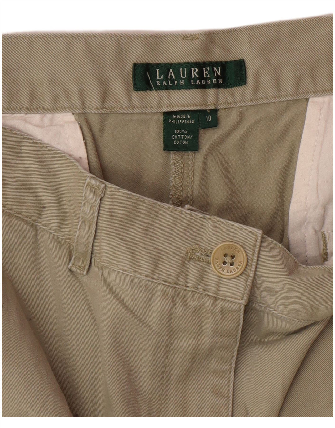 Pantaloni scurți chino RALPH LAUREN pentru femei US 10 Large W32 Khaki Bumbac