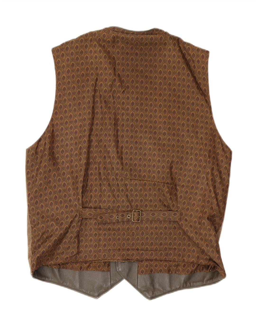 Vestă vintage bărbătească din piele intoarsa maro mediu din piele geometrica